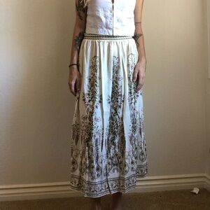 Max Studio Cream Floral Midi Skirt